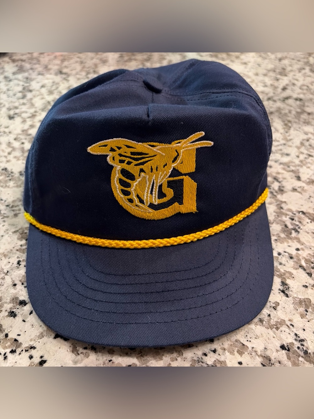 Vintage Navy and Gold Yellow-Jacket Rope-Accent Men's Cap (Georgia Tech?)